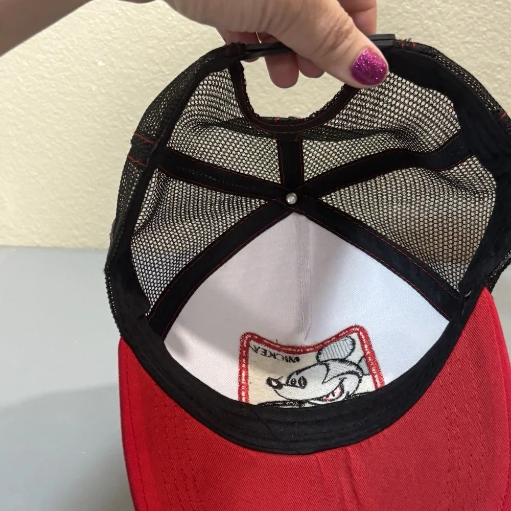 Disney Mickey Mouse Ball Hat Cap Trucker Style Vented Red Adult Collectible Item